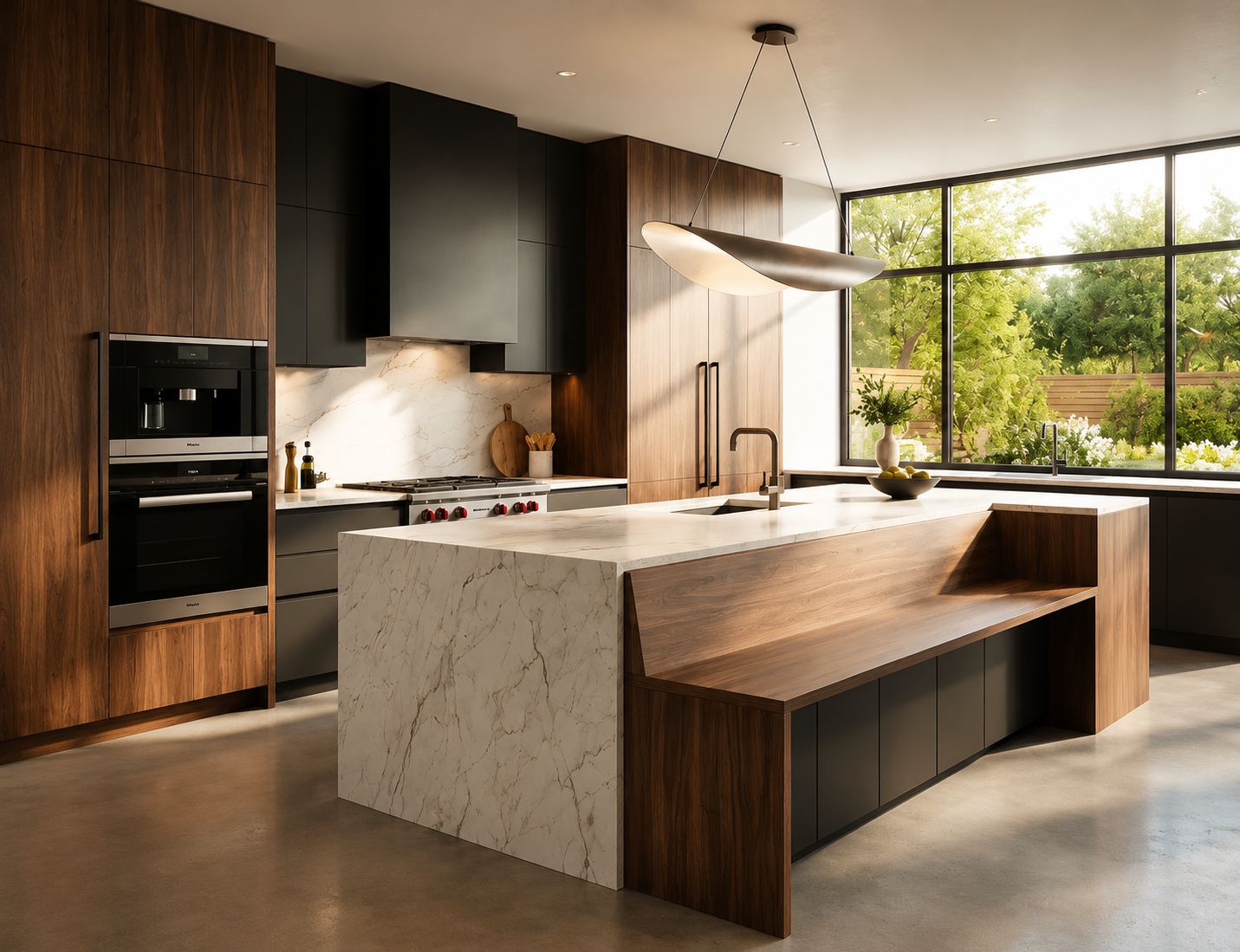 Walnut Marble Luxe Kitchen — Kitchen, Zumax